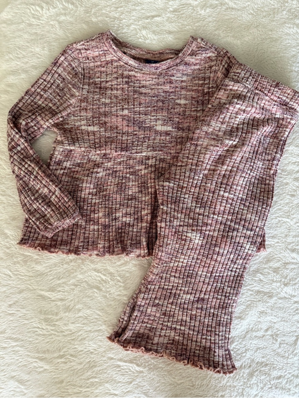 Old Navy Girls Pink Marled Ribbed Pajama Set